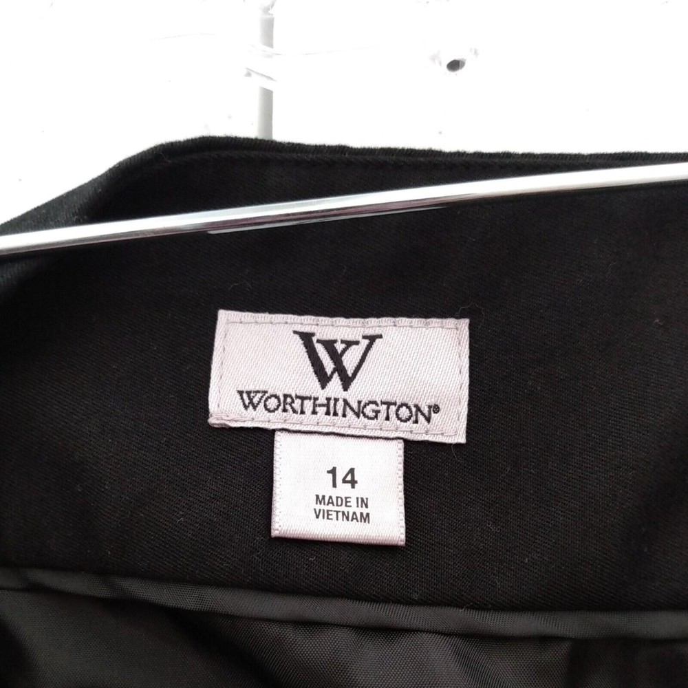 Worthington Skirt Womens Size 14 Black Straight Midi wrap style Front side zip - Picture 4 of 6